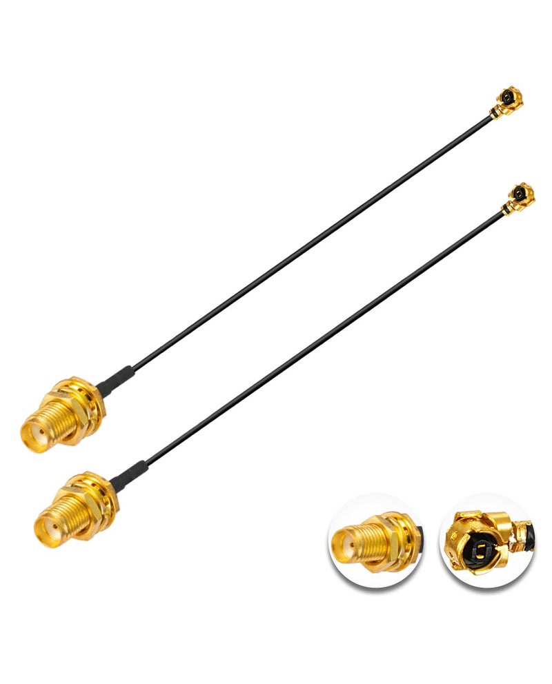 POBADY 2PCS U.F.L1 to SMA Female Low Loss Coaxial Cable 8" /20CM U.F.L1 1.13mm Mini-Coaxial Pigtail Cable for Wireless Routers Mini PCIE Network Cards PCI Wi-Fi WAN Repeater - Image 1
